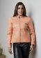 Jaqueta De Couro Pelica Patchwork Feminina Salmão Bia
