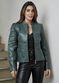 Jaqueta De Couro Pelica Patchwork Feminina Verde Militar Bia