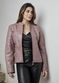 Jaqueta De Couro Pelica Patchwork Feminina Castanho Bia