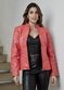 Jaqueta De Couro Pelica Patchwork Feminina Goiaba Bia