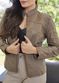 Jaqueta De Couro Pelica Patchwork Feminina Taupe Bia 