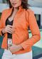 Jaqueta De Couro Pelica Patchwork Feminina Orange Bia