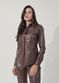 Camisa de Couro Pelica Feminina Marrom Cognac Grace 