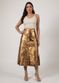 Saia De Couro Pelica Patchwork Feminina Metal Bronze