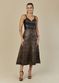 Saia De Couro Pelica Patchwork Feminina Bicolor Onça