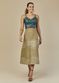Saia De Couro Pelica Patchwork Feminina Bicolor Aspargo
