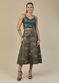 Saia De Couro Pelica Patchwork Feminina Bicolor Musgo