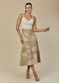 Saia De Couro Pelica Patchwork Feminina Bicolor Sorvete