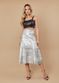 Saia De Couro Pelica Patchwork Feminina Prata