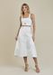 Saia De Couro Pelica Patchwork Feminina Bicolor Off-white