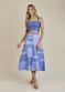 Saia De Couro Pelica Patchwork Feminina Bicolor Royal