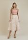 Saia De Couro Pelica Patchwork Feminina Bicolor Rose