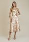 Saia De Couro Pelica Patchwork Feminina Bicolor Dourado Gold