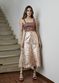 Saia De Couro Pelica Patchwork Feminina Dourado Gold