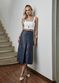 Saia De Couro Pelica Patchwork Feminina Azul Marinho