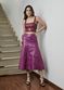 Saia De Couro Pelica Patchwork Feminina Fúcsia