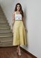 Saia De Couro Pelica Patchwork Feminina Amarelo Limão