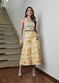 Saia De Couro Pelica Patchwork Feminina Bicolor Amarelo