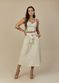 Saia Mídi de Couro Off-White Mariana