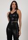 Cropped Couro Pelica Feminino Preto Dayane