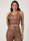 Cropped Couro Pelica Feminino Camel Dayane 