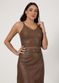 Cropped de Couro Feminino Vintage Caramelo Dayane 