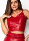 Cropped de Couro Feminino Vermelho Carmim Dayane 