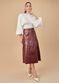 Saia De Couro Pelica Patchwork Feminina Verniz Bordo