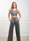 Calça de Couro Feminina Cinza Rebecca 