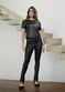 T-shirt de Couro Feminina Preta Ariane