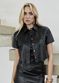 Camisa Cropped de Couro Feminino Preto Lara 