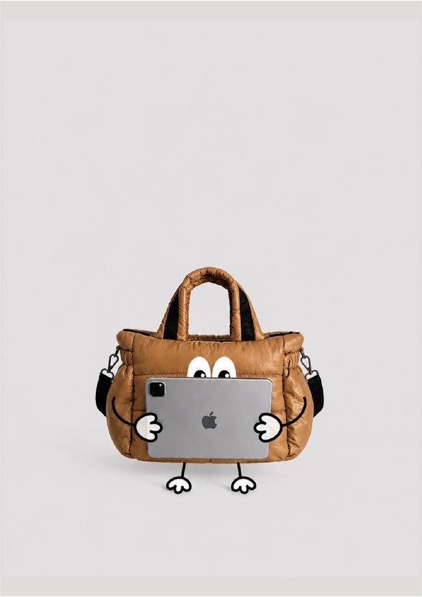 Bolsa puffer média nylon preto | MARY VERY