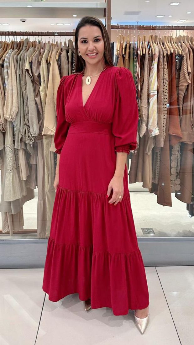 Vestido longo de manga longa princesa Ref: 3025