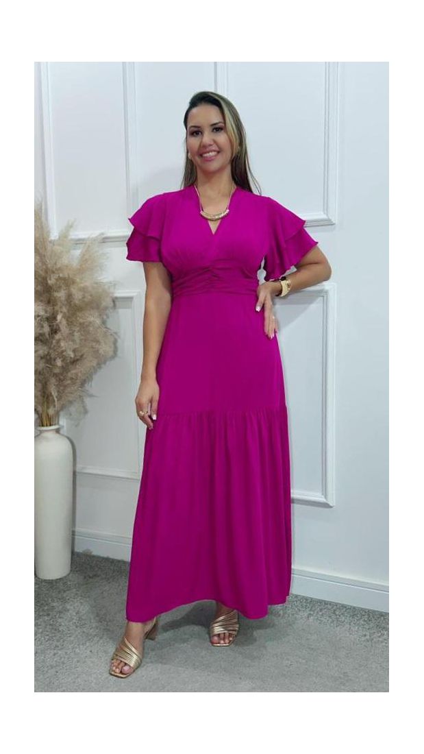 Vestido Estela manga dupla babados Ref:3429
