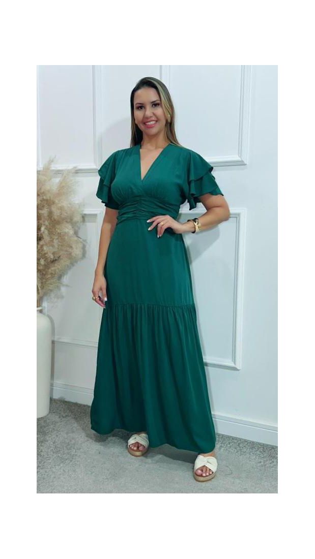 Vestido Estela manga dupla babados Ref:3429