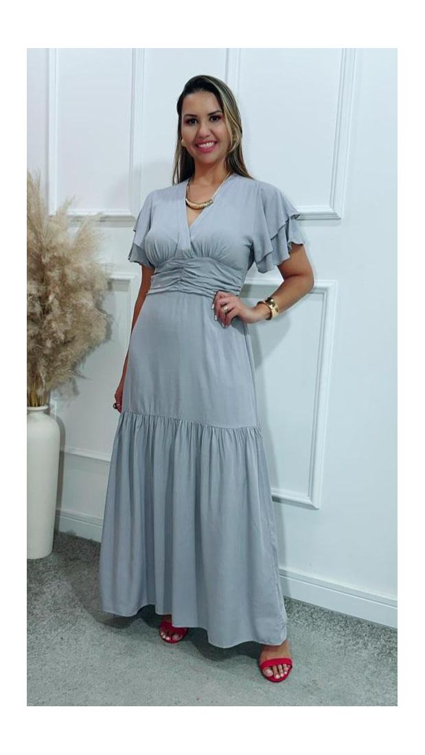 Vestido Estela manga dupla babados Ref:3429