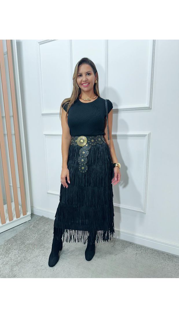 Saia midi Amanda franjas Ref:3546
