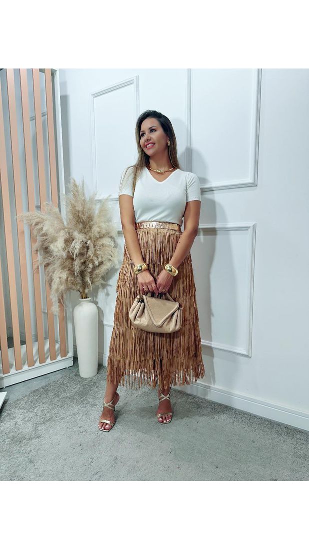 Saia midi Amanda franjas Ref:3546