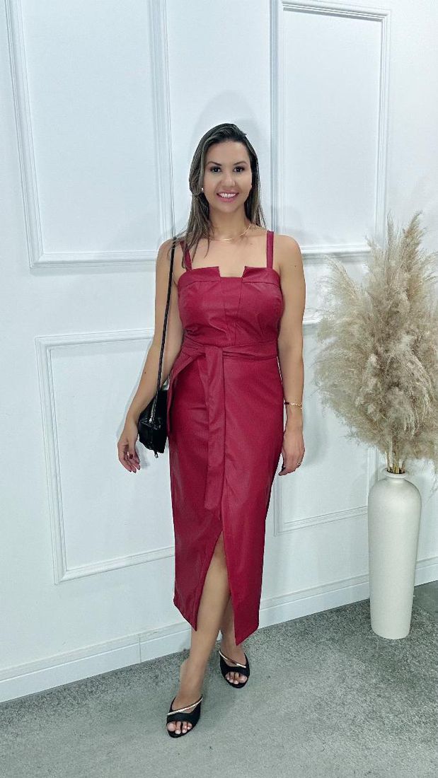 VESTIDO MIDI FEM FLORIE COURO NICOLY REF:1