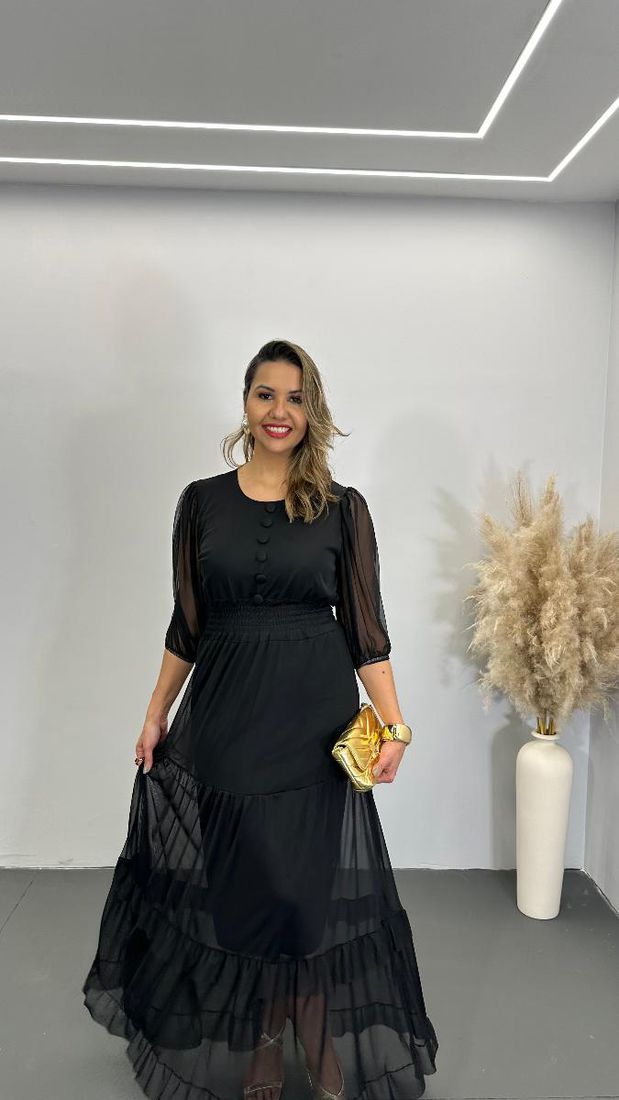 VESTIDO LONGO FEM NATALIA TULE REF 3776
