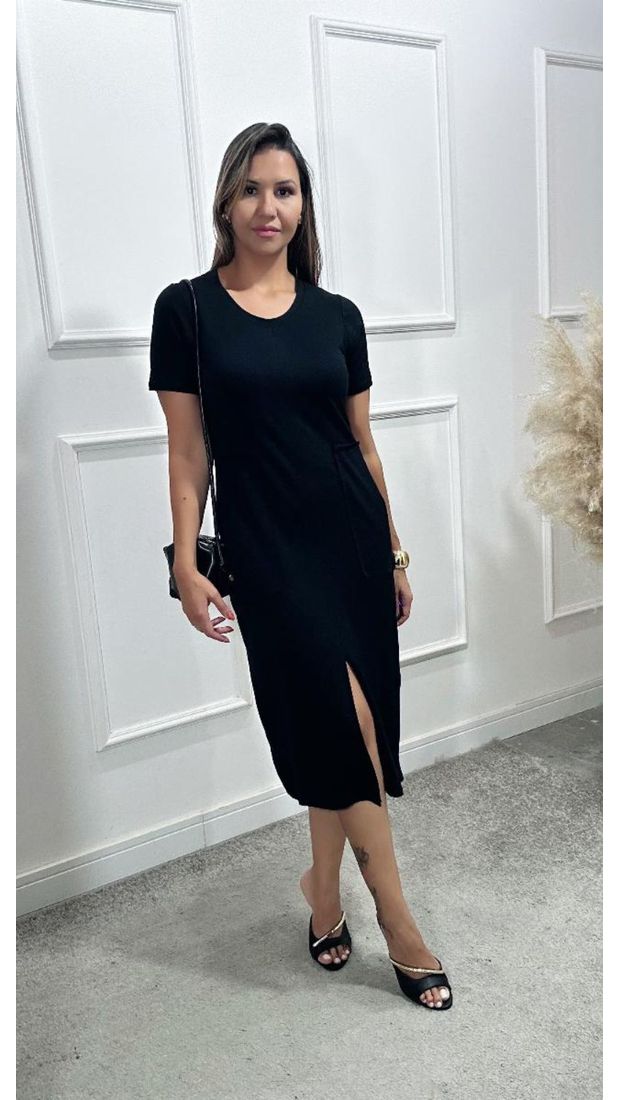 Vestido Laura Midi Moletinho Preto