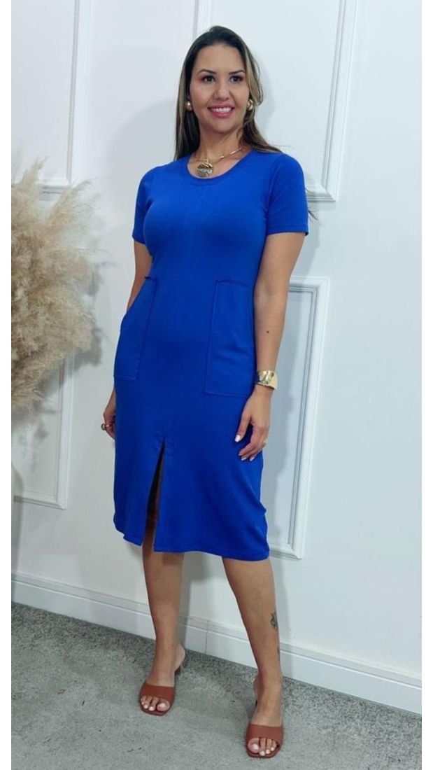Vestido Laura Midi Moletinho Azul