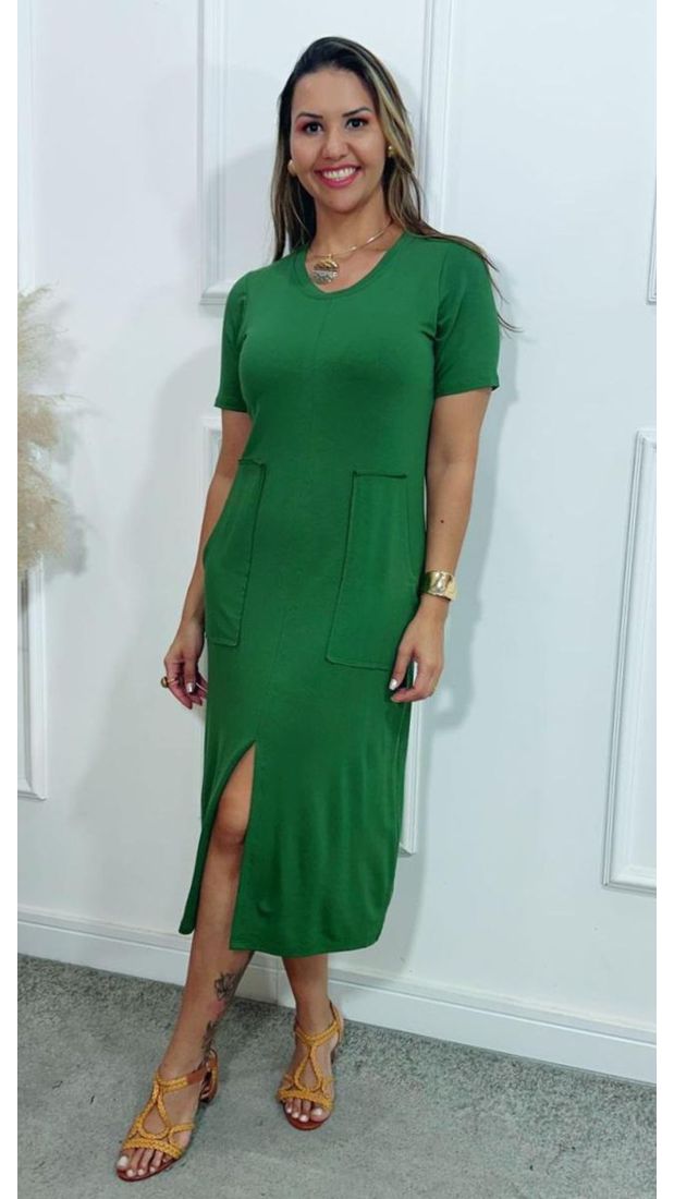 Vestido Laura Midi Moletinho Verde