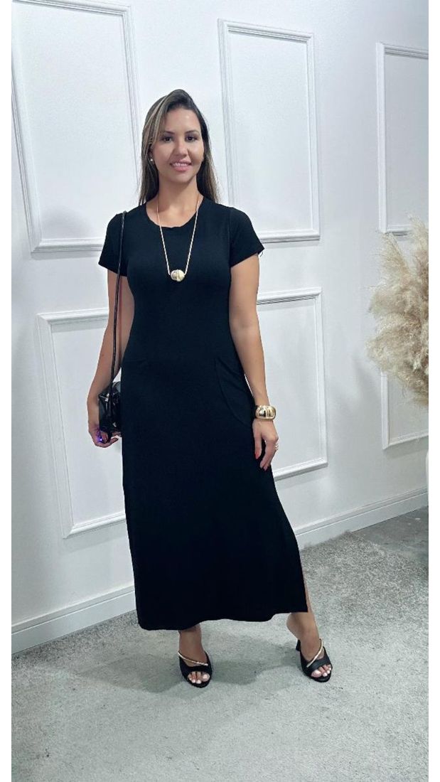 Vestido Longuete Ariede Preto