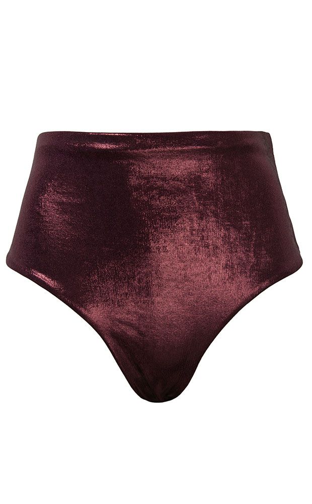 Calcinha Hot Pants Lamê Wine - LEFAH
