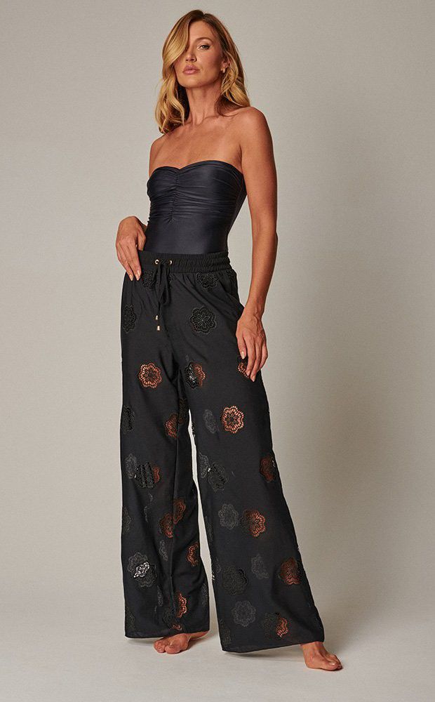Perla - Calça Flora Preto - LEFAH