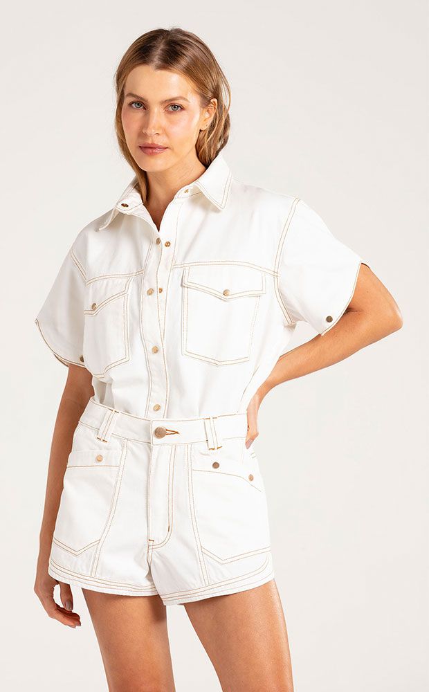 Shorts Jeans Versatile Off White - LEFAH