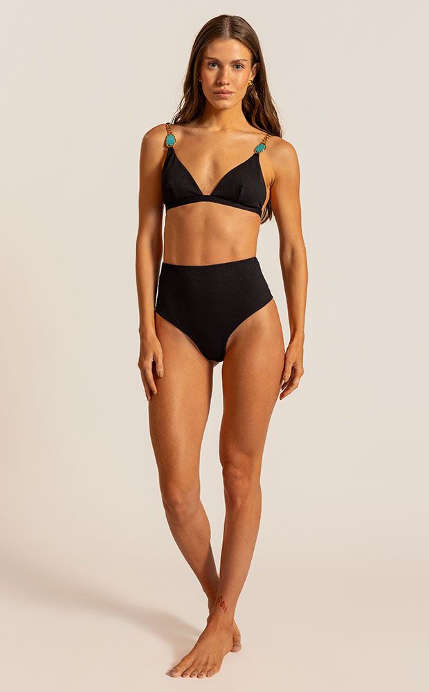 Calcinha Hot Pants Floc Preta - LEFAH