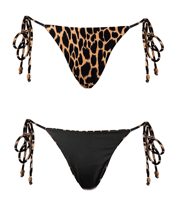 Leopard Print - Calcinha Laço Slim Dupla Face - LEFAH