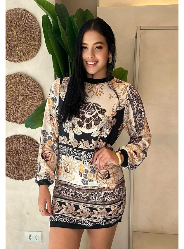 Vestido Eloise Curto Manga Longa